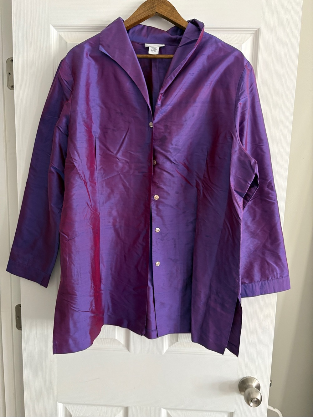 Purple metallic Button-Up Tunic 100% silk